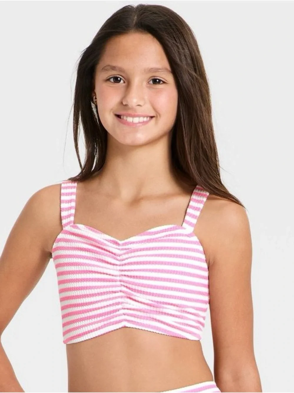 NWT Size XL (14) Art Class Pink & White Striped Swim Top
